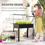 outsunny raised garden bed with flip-up cover, 39.4"x18.9"x48.8", side view