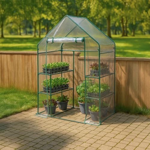 miracle-gro walk-in greenhouse, removable shelves, clear, 4'8"x29"x6'5 on a desk or shelf