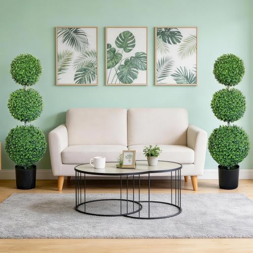 4ft artificial topiary trees set of 2, faux showing dimensions