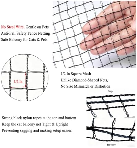 26 ft cat netting balcony, no steel wire shown in use
