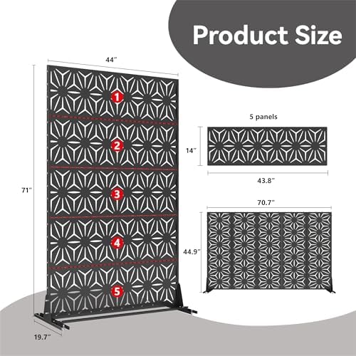 metal privacy screen 71" h x 44" w, close-up detail