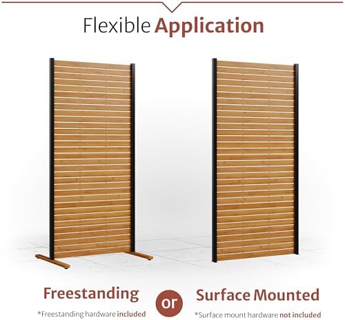 enclo easy assembly freestanding/surface mounted privacy screen, hardwood showing dimensions