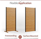 enclo easy assembly freestanding/surface mounted privacy screen, hardwood showing dimensions