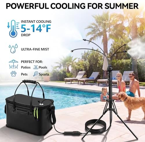 portable misting system, 20l bucket stand mister with on a desk or shelf