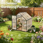 6x8 ft outdoor greenhouse with roof vent, charcoal, view 9