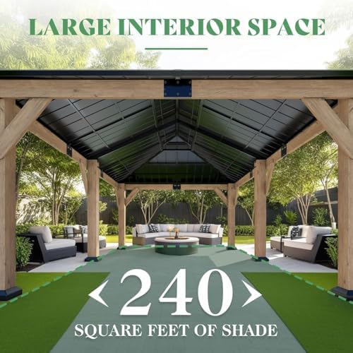 amerlife 12x20ft outdoor carport with galvanized double roof, side view