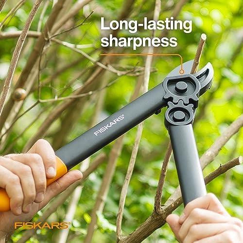 fiskars 15” powergear garden anvil loppers, tree trimmer showing dimensions