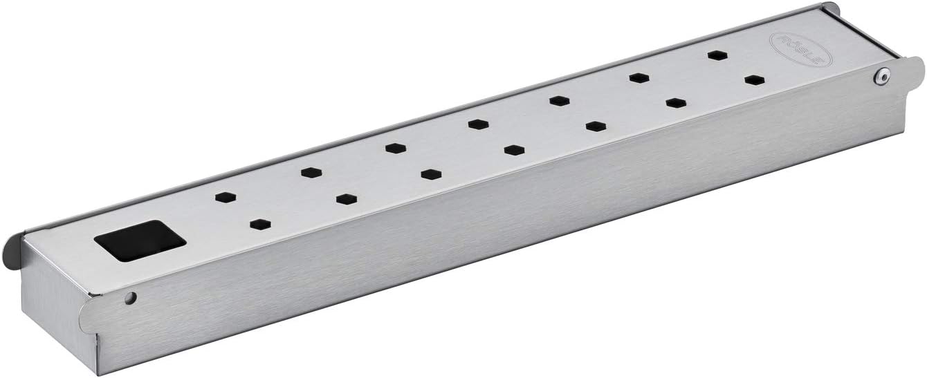 Rösle Smoker Box VIDERO, Stainless Steel, BBQ Smoker Box for Gas Grills, 40.8 x 6 x 3.7 cm, 18/10 Stainless Steel, Hinged Lid Design