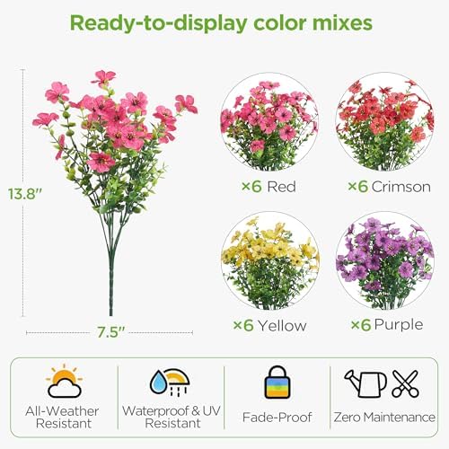 innogear artificial hanging flowers for outdoors fake plants, side view