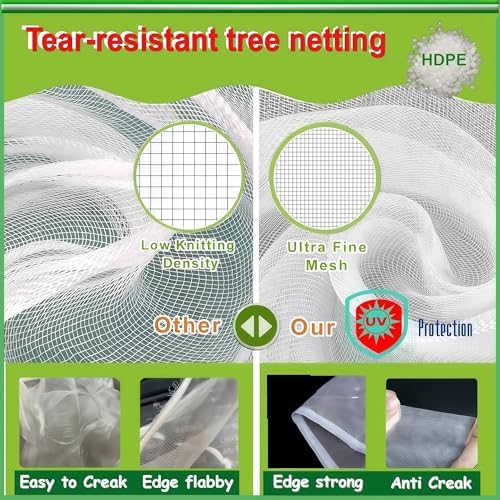 fruit tree netting with drawstring, 6 pack 5x5.3, side view