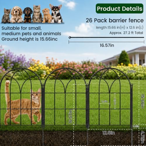 decorative garden fence, 27.2 ft rustproof no dig shown in use