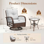 outdoor swivel rocker patio chairs, 3 piece patio showing dimensions