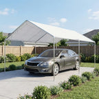 outsunny 10'x20' carport outdoor heavy duty galvanized car, front angle view