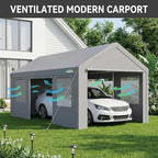 cobizi 12x20 ft heavy duty carport with galvanized, side view