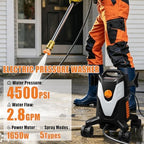 electric pressure washer 4500psi 2.8 gpm with anti-tipping showing dimensions