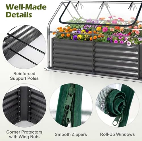 s afstar 3-in-1 raised garden bed with greenhouse, package contents
