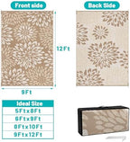 hebe waterproof outdoor rug 9'x12', floral reversible plastic shown in use