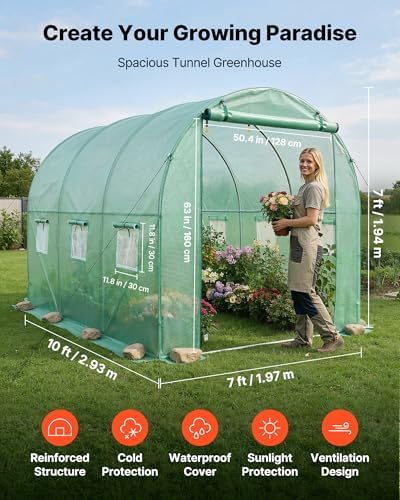 vevor walk-in tunnel greenhouse, 10 x 7 x shown in use