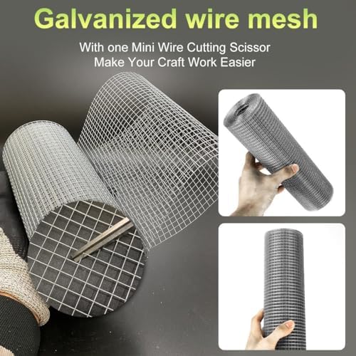 Hardware Cloth 1/4 in Galvanized Wire Mesh Roll (23 GA) Chicken Wire Fence Roll for Chicken Pen/coop Fences, Screen mesh, Rabbit/Snake Fences, Poultry enclosures, Handicraft Ma 4in×10ft