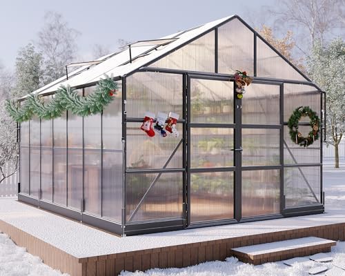 howe 10x18x8.4 ft polycarbonate greenhouse with 4 vent on a desk or shelf