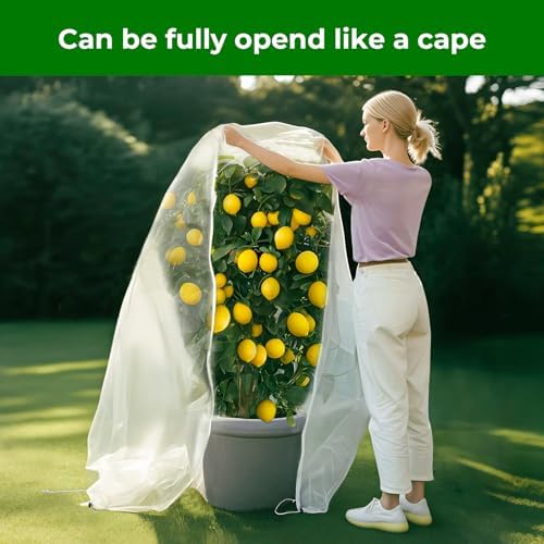 6.4'x6.4' fruit tree netting with 2-way zipper & on a desk or shelf