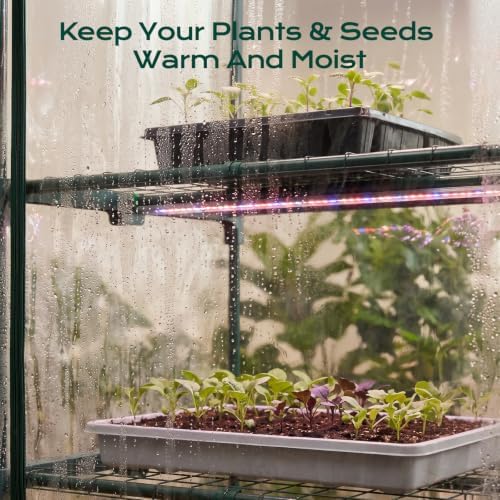docred indoor greenhouse with grow light, 4-tier mini, side view
