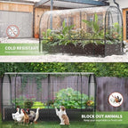 docred garden bed with pvc cover, 72.8" x showing dimensions