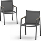 Outdoor Dining Chairs Set of 2, Aluminum Patio Armchairs, All Weather Patio Dining Furniture for Backyard, Deck, Poolside (Gray)
