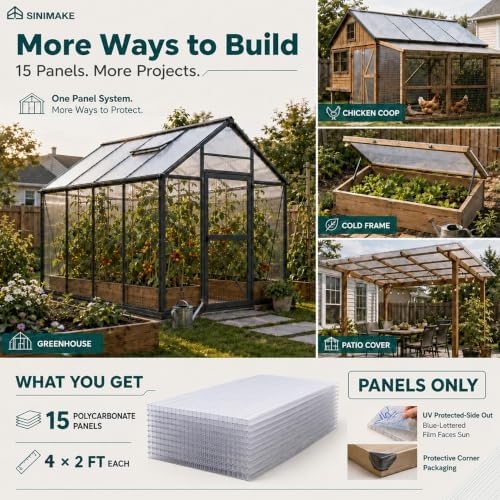 sinimaka 15 pack polycarbonate greenhouse panels, 4' x on a desk or shelf