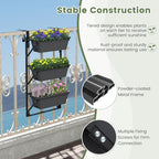giantex 3-tier vertical railing planter, adjustable hanging planter, front angle view