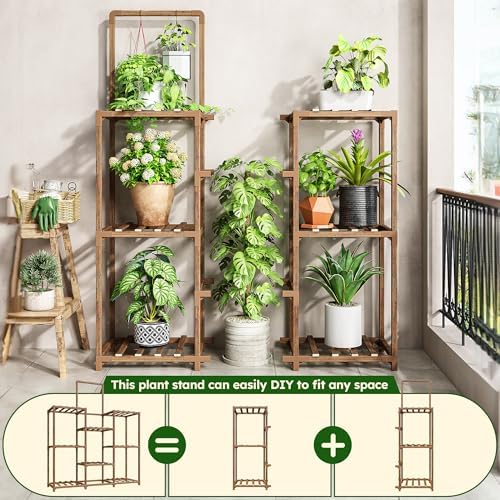 enhomee 47.2" outdoor plant stand with 8-tier for on a desk or shelf