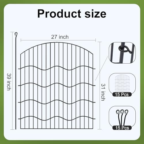 garden fence no dig, 31in(h) x24ft(l) black 15 shown in use