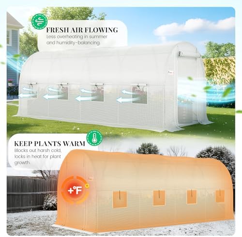 king bird premium 15x6.6x6.6ft greenhouse for outdoors large showing dimensions