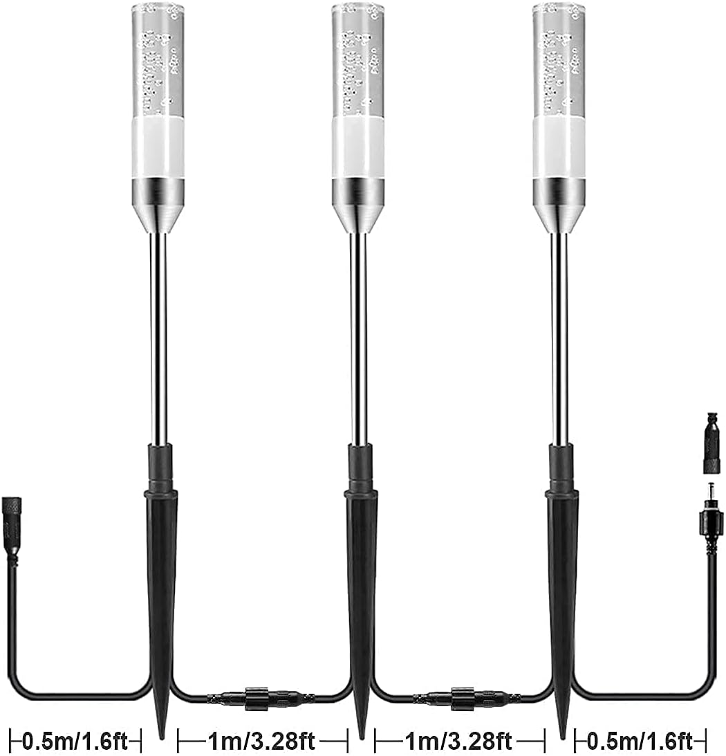 3 Pack Extension Lamps Landscape Path Lights, Without Transformer, IP65 Waterproof Garden Lights for Yard, Pathway, Walkway (Cool White)