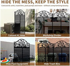 metal outdoor privacy screen freestanding decorative fence, black showing dimensions