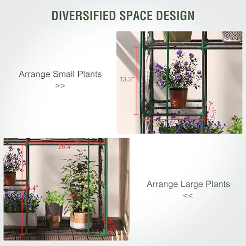 4-tier mini greenhouse for outdoors, 40" x 18" showing dimensions