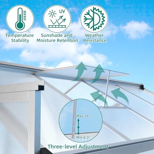garvee 6x8 ft greenhouse - large aluminum greenhouses, side view