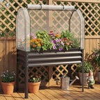giantex raised garden bed with legs & greenhouse, front angle view