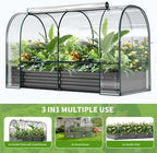 docred garden bed with pvc cover, 72.8" x shown in use