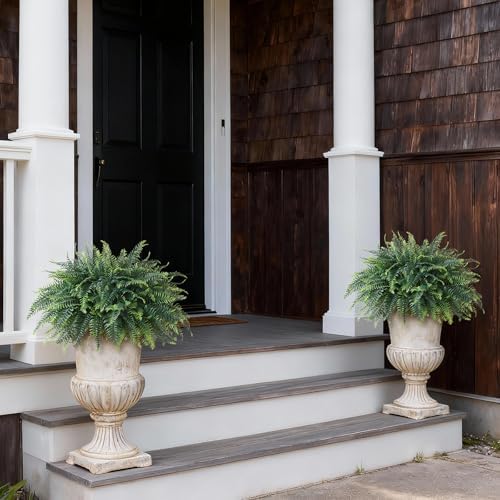 2 sets artificial ferns topiary ball trees for, close-up detail