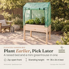 backyard expressions elevated raised garden bed with greenhouse shown in use