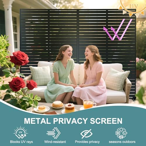 metal privacy screen outdoor freestanding privacy wall panels, close-up detail