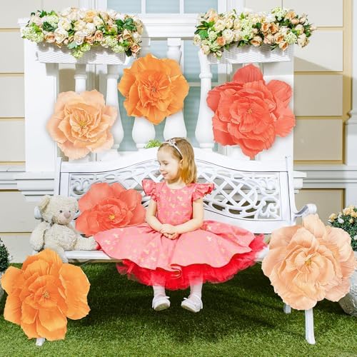 aneco 6 pieces large paper artificial flowers 3d on a desk or shelf