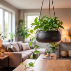 hanging planter for indoor plant 8 in, ceramic, side view