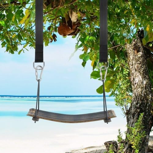 Tree Swing Hanging Straps Kit 4Ft, Robust, Reliable, and Flexible - Supports up to 2200 lbs - Effortless Setup with Sturdy Carabiners - Ideal for Hammocks, Swings, and Beyond (Black, 4FT)