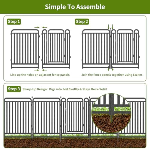 heavy duty garden fence animal barrier, 40" h, front angle view