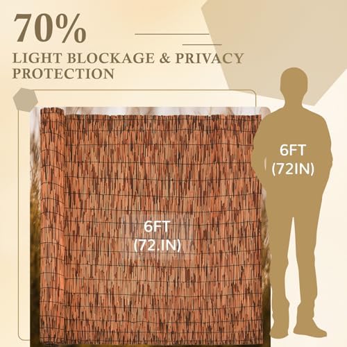 brown 6ft x16.4ft reed fencing roll bamboo privacy shown in use