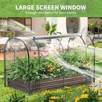docred galvanized raised garden bed with pvc cover, close-up detail