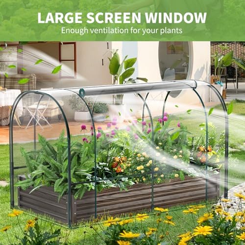 docred galvanized raised garden bed with pvc cover, close-up detail