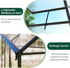 jocisland 8x12ft polycarbonate greenhouse, heavy duty aluminum frame, front angle view